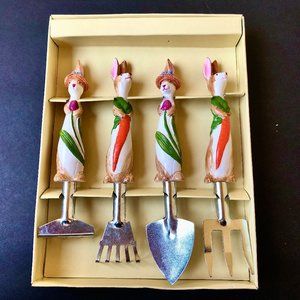 EASTER Miniature Potting Tools Bunny Rabbits Set for House Plants & Decoration